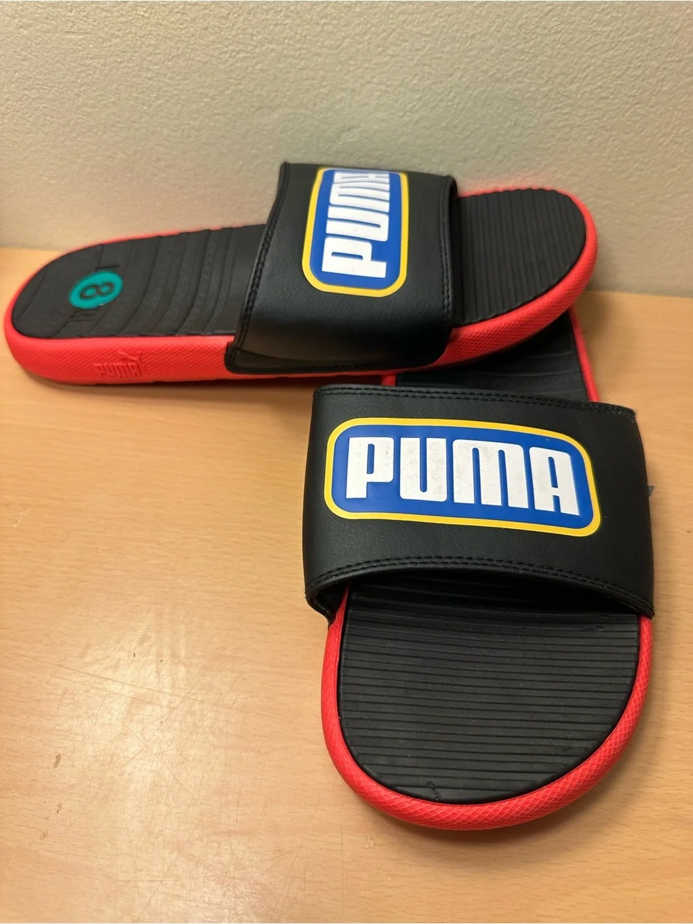 Puma Cool Cat Alumni Men's Black/Red/Blue/Yellow Slides Size 8
